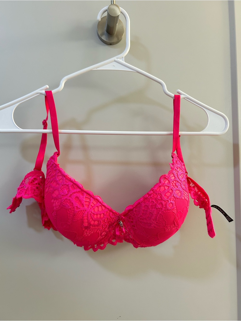 XOXO Hot Pink Lace Push-Up Bra